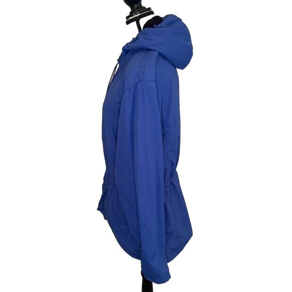 VTG Women’s Eddie Bauer BLUE Parka Hooded Windbreaker Jacket Adj Cuffs Waist L - Picture 3 of 10